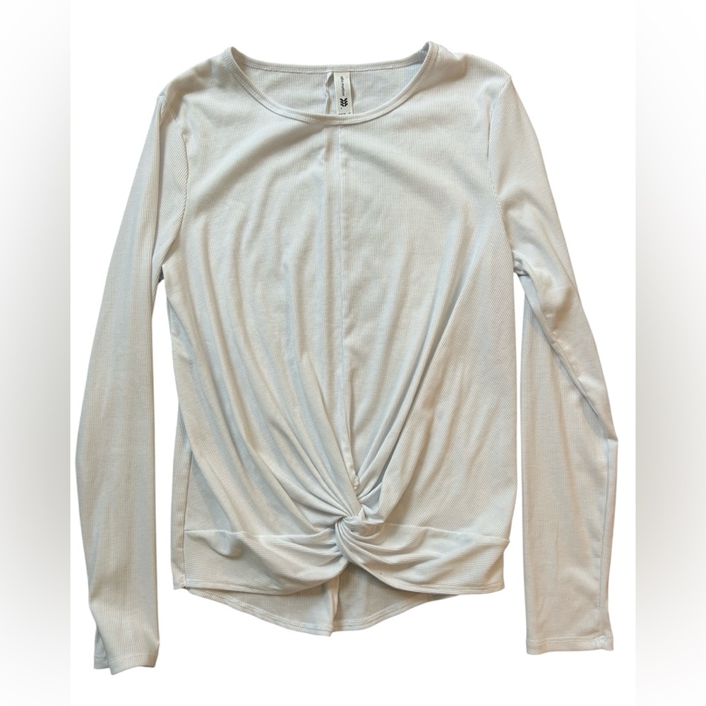 All in Motion women's long-sleeve twist-front shirt in white